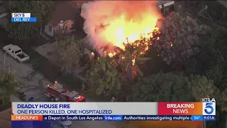 1 dead, 1 hospitalized following massive house fire in Del Rey