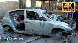 Walk in a Junk Yard in Italy | Naples - Italy Walk | Binaural audio Walking Tour (4K | 60 fps)