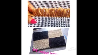 How to make a shaggy mat/DIY shaggy tutorial using a loop stitch/easy and fast shaggy mat tutorial