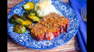 Country Meal with Meatloaf, Brussels Sprouts, and Potatoes