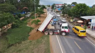 Full Completely The Project Video!! Filling the canal with Bulldozer pushing Land and Dump Truck