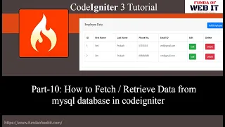 Codeigniter 3 Tutorial Part-10: How to fetch/retrieve data from database using model in codeigniter