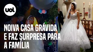 Vídeo: Noiva esconde gravidez da família e faz surpresa durante casamento