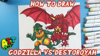 How to Draw BURNING GODZILLA VS DESTOROYAH