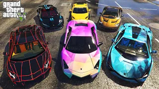 GTA 5 - Stealing Luxury Custom Liberty Walk Lamborghini Cars with Michael! (Real Life Cars#62)