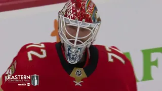 Sergei Bobrovsky makes amazing save on Aho's shot in game 3 vs Hurricanes (2023)