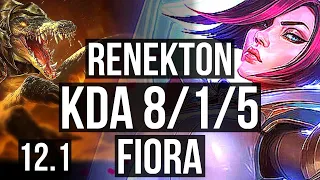 RENEKTON vs FIORA (TOP) | 8/1/5, Legendary, 300+ games | KR Diamond | 12.1