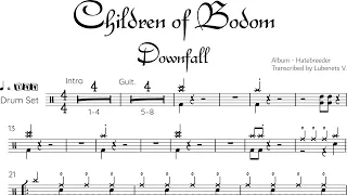 Children of Bodom - Downfall (Drum transcription) | Drumscribe!