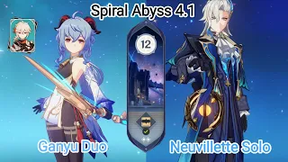 C0 Ganyu Duo & C0 Neuvillette Solo - Spiral Abyss 4.1 - Floor 12 9 star Genshin Impact