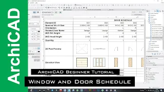 ArchiCAD Beginner Tutorial | Window and Door Schedule | Part 02