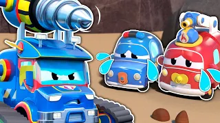 Oh no! The babies are trapped! Super DRILL in the Scary Cave | Cars & Trucks Rescue for Kids