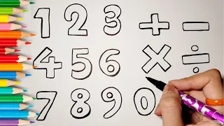 How to Draw Numbers and learn four operations easy| learn colors for kids