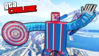 СУМАСШЕДШИЕ ГОНКИ СКВОЗЬ ОГРОМНОГО КАПИТАНА АМЕРИКИ В GTA 5 ONLINE