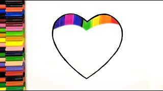 Learn Heart Drawing,Coloring For Kids & Toddlers | Rainbow Heart | MAGIC BABY ART@magicbabyart8650