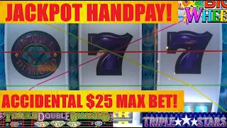 JACKPOT! HANDPAY! I accidentally pressed the max bet button and this happened! Bonuses! Nice!