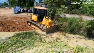 Episode 12 Strong Double Komatsu D41E And D R 51PX Dozer Using Power Pushing Stone Filling Up