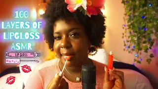 ASMR | 100 LAYERS OF LIPGLOSS 👄 | STICKY SOUNDS | COUNTING | KISSING | MOUTH SOUNDS