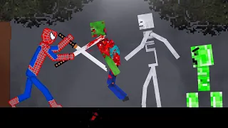 Spider-Man vs Minecraft Creatures With Swords in People Playground