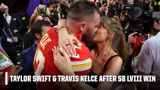 Travis Kelce & Taylor Swift embrace after Chiefs win Super Bowl LVIII ❤️ | NFL on ESPN