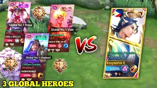 TATLONG GLOBAL NA HERO LABAN SA ZILONG KO🔥| ZILONG LANG GAGAMITIN KO HA - MLBB