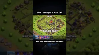 How I destroyed a MAX TH9 with OnlThis insaney Wall Breakers & Bat Spells | Clash of Clans