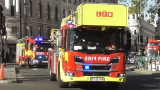 London Fire Brigade, Soho FULL HOUSE turnout seen responding through Charring Cross