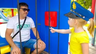 Nastya and papa pretend play at the amusement park