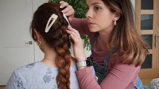 ASMR Perfectionist French Hair Braiding, Hair Styling, Finishing Touches | Sleep Routine