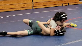 boy vs girl, high school wrestling pin.