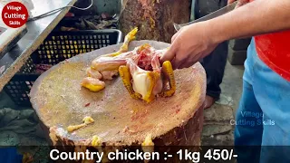 Country chicken cutting | 1kg 450/- rs in market | Village Cutting Skills