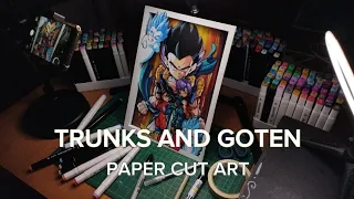 Drawing Dragon ball Z | Trunks and Goten | Anime Paper Cut Art