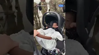 Dad comes home from deployment to meet his little one for the first time ❤️❤️￼