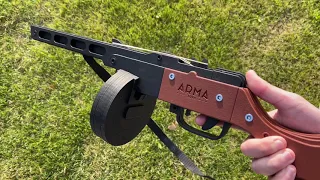 Резинкострел ППШ - деревянная копия оружия Победы, которая  стреляет очередями (ARMA.TOYS)