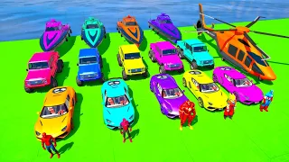 Stunt Race For Car Racing Challenge by Colourfull Super Car, Helicopter and Monster truck #41