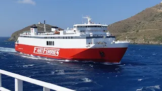 Arrival and departure from the ports with Theologos P : Mykonos - Tinos - Andros