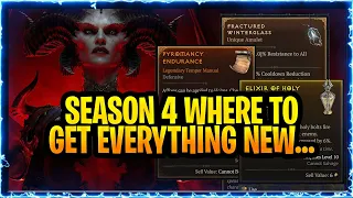 Diablo 4 Season 4 Where to get New Materials, Unique Items, Crafting items Tempering Recipe Guide