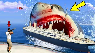 LARGEST Megalodon Attack AND Destroys LOS SANTOS In GTA 5 - Biggest Megalodon