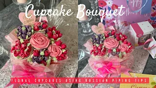 HOW TO MAKE A CUPCAKE BOUQUET TUTORIAL | USING RUSSIAN PIPING TIPS FOR THE FIRST TIME