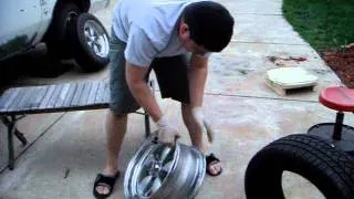 HOW 2 INSTALL A TIRE ON A RIM WITH NO MACHINE - DO IT YOURSELF - Filmed BY DJRED WHITE