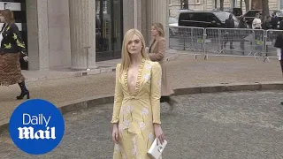 Hello sunshine! Elle Fanning arrives at Miu Miu PFW Show