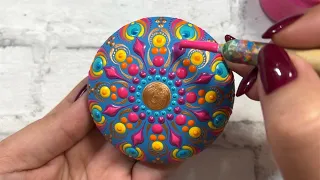 Colorful Mandala Stone Painting | Art Process | Satisfying Art Video | Dotpainting Step by Step