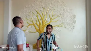 How to make a POP tree on wall | Golden tree wall art by Painter Heera-3D wall art & Graffiti Artist