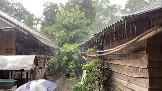 Heavy rain long time in village life|| so deep sleep and relaxing