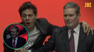 The moment protester derails Keir Starmer's conference speech by throwing glitter at him