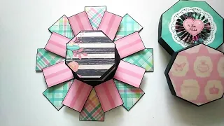 Octagonal Explosion Box Tutorial | Hexagonal Explosion Box Ideas | Octagon Box | Valentine Day Gifts