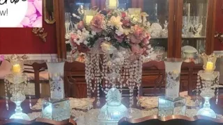 Elegant GLAM Table Centerpiece w/ matching candles. wedding centerpiece diy #glamdiy gl
