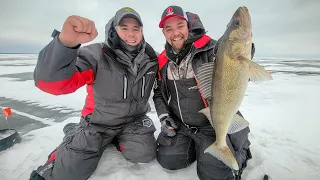 Ice Fishing Before a Winter Storm on Mille Lacs for Walleye - In Depth Outdoors TV S17 E5