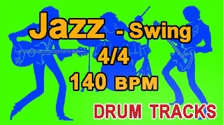 Drum Backing Track - Jazz Swing Beat 4/4, [140 BPM]