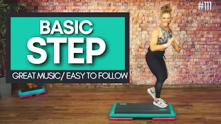 Basic Step Aerobics Exercise Workout | 128 BPM | EASY AND FUN STEP CLASS