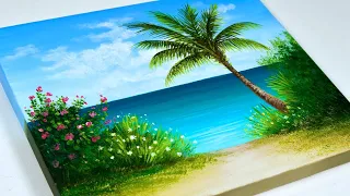 Seascape Painting | Tropical Beach Painting | Sea Painting in Acrylic